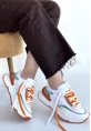 Aleh Beyaz Cilt Turuncu Detaylı Çift Bağcıklı Spor Ayakkabı
