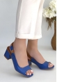 Alessi Mavi Rugan Topuklu Ayakkabı