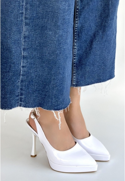 Arim Beyaz Rugan Platform Topuk Ayakkabı