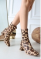 Birta Leopar Cilt Streç Topuklu Bot