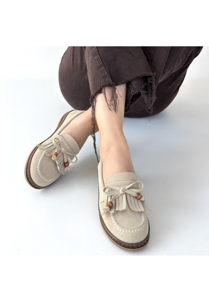 Boriy Bej Deri Tozu Süet Babet Ayakkabı