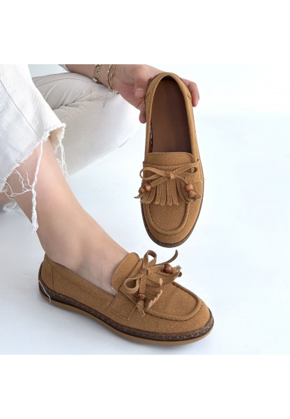 Boriy Taba Deri Tozu Süet Babet Ayakkabı