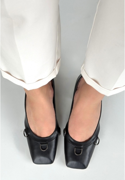 Cande Siyah Cilt Topuklu Ayakkabı