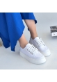 Carin Beyaz Keten Bağcıklı Spor Ayakkabı