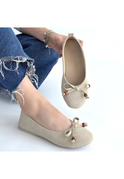 Cear Bej Deri Tozu Süet Babet Ayakkabı