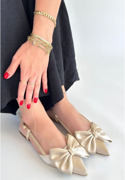 Cenya Bej Saten Babet Ayakkabı