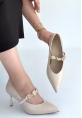 Conne Bej Cilt Stiletto Ayakkabı