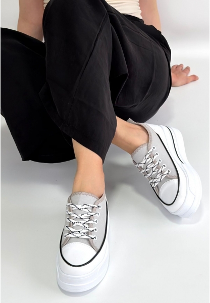 Dalen Gri Keten Bağcıklı Spor Ayakkabı