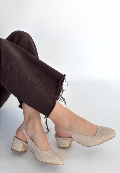 Dier Bej Cilt Topuklu Ayakkabı