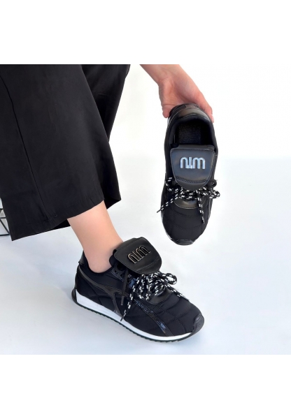 Dissa Siyah Cilt Bağcıklı Paraşüt Detaylı Spor Ayakkabı