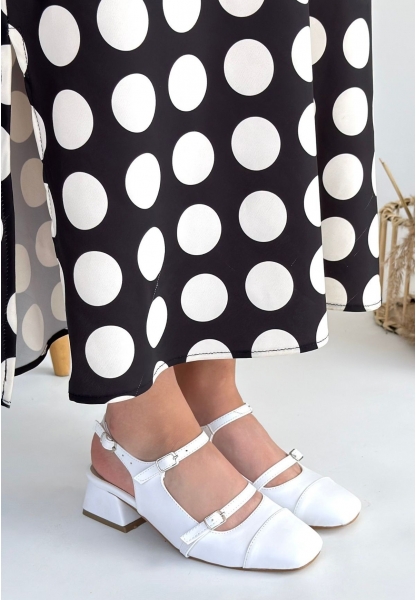 Doran Beyaz Cilt Topuklu Ayakkabı
