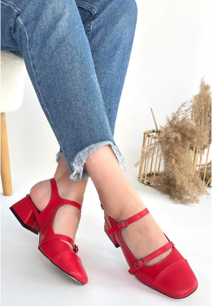 Doran Kırmızı Cilt Topuklu Ayakkabı