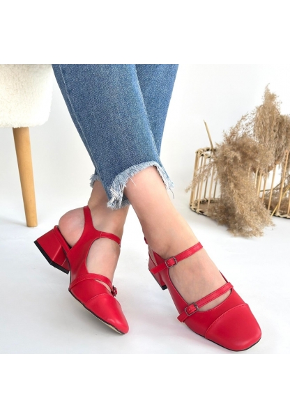Doran Kırmızı Cilt Topuklu Ayakkabı