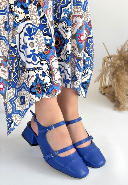 Doran Mavi Cilt Topuklu Ayakkabı