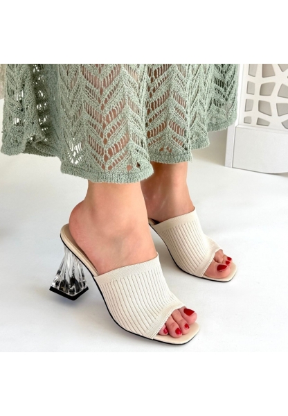 Evra Ten Triko Topuklu Terlik