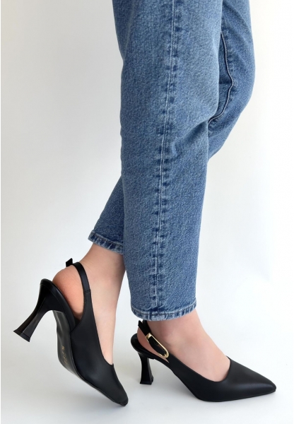 Hies Siyah Cilt Topuklu Ayakkabı