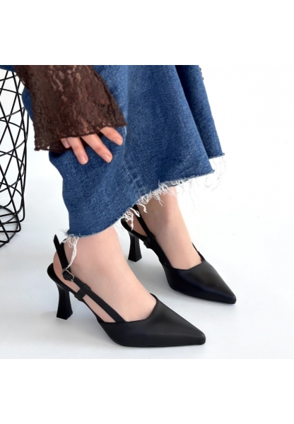 Hoost Siyah Cilt Topuklu Ayakkabı