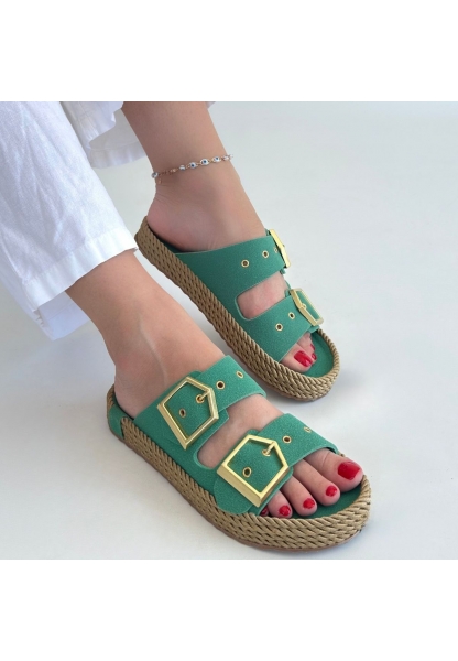 İces Yeşil Nubuk Terlik