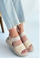 Jake Bej Hasır Cilt Sandalet