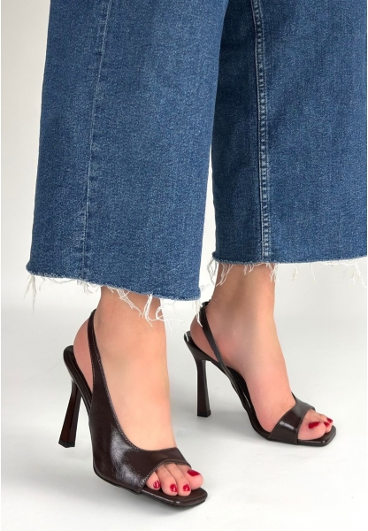 Janta Kahverengi Cilt Topuklu Ayakkabı