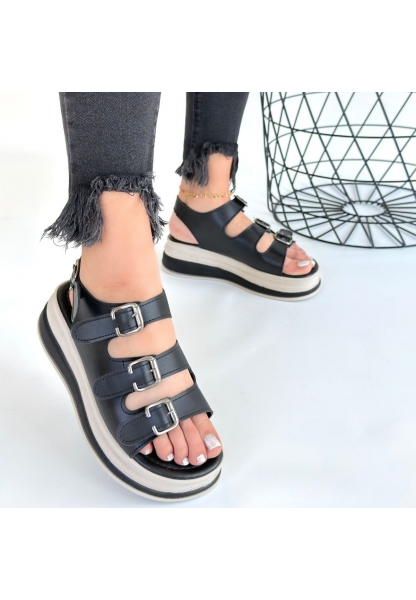 Jatay Siyah Cilt Sandalet