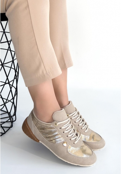 Jawen Bej Nubuk Gold Detaylı Spor Ayakkabı