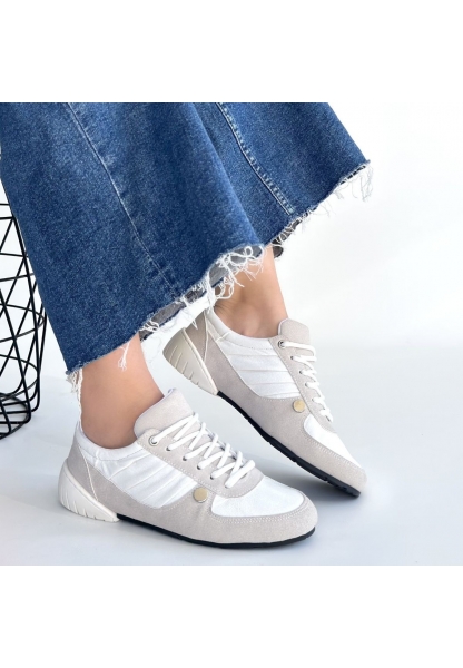 Jawen Gri Nubuk Beyaz Detaylı Spor Ayakkabı
