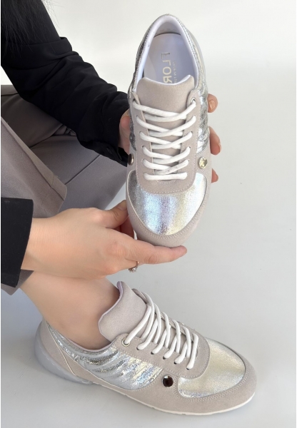 Jawen Gri Nubuk Gümüş Detaylı Spor Ayakkabı