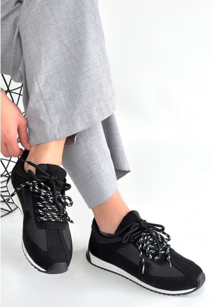 Jeat Siyah Nubuk Bağcıklı Spor Ayakkabı
