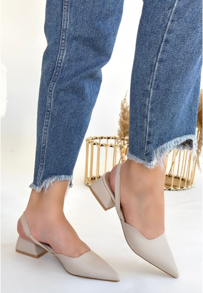 Jenti Bej Cilt Topuklu Ayakkabı