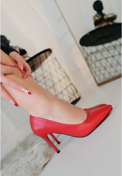 Jilya Kırmızı Cilt Stiletto Ayakkabı