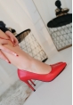 Jilya Kırmızı Cilt Stiletto Ayakkabı