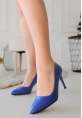 Jilya Mavi Cilt Stiletto Ayakkabı