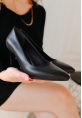Jilya Siyah Cilt Stiletto Ayakkabı