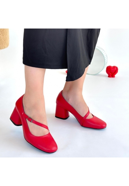 Kier Kırmızı Cilt Topuklu Ayakkabı