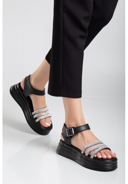 Lalen Siyah Kemerli Sandalet