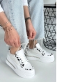 Lawin Beyaz Cilt Beyaz Simli Bağcıklı Spor Ayakkabı