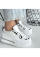 Lawin Beyaz Cilt Beyaz Simli Bağcıklı Spor Ayakkabı