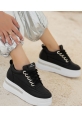 Lulu Siyah Cilt Beyaz Tabanlı Bağcıklı Spor Ayakkabı