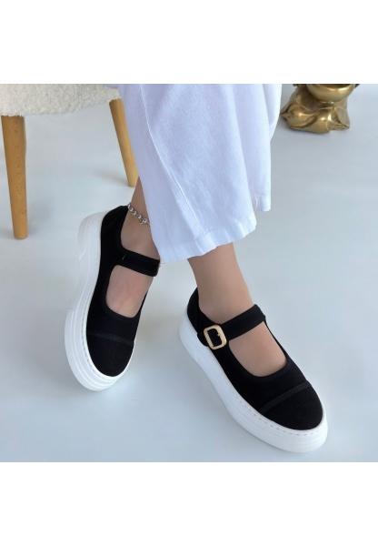 Lunni Siyah Keten Spor Ayakkabı