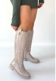 Metta Bej Cilt Desenli Çizme