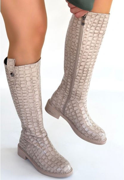 Metta Bej Cilt Desenli Çizme