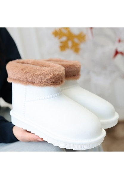 Mordi Beyaz Oval Burunlu Su Geçirmez İçi Kürklü  Bot