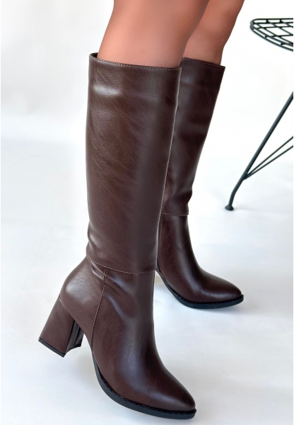 Morena Acı Kahve Cilt Topuklu Çizme