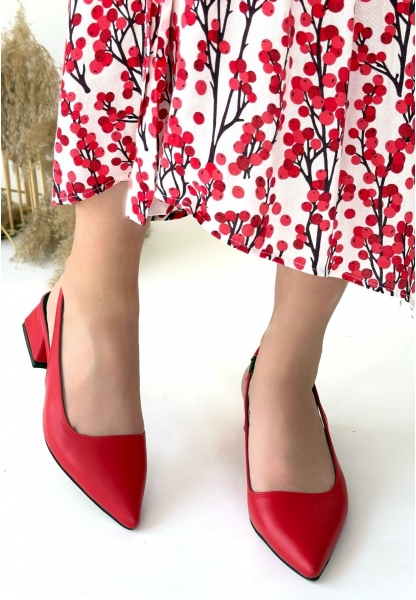 Morji Kırmızı Cilt Topuklu Ayakkabı