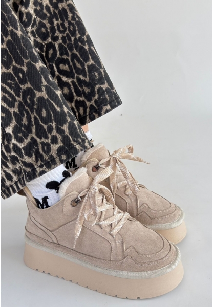 Muden Bej Süet Bağcıklı Bot