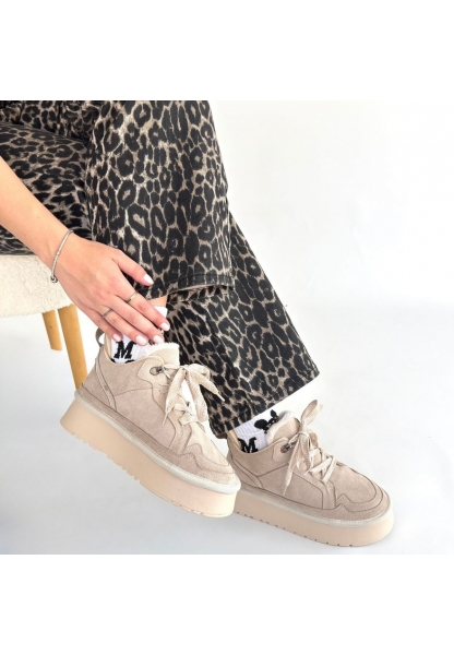 Muden Bej Süet Bağcıklı Bot