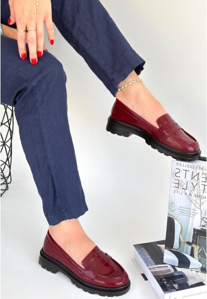 Narli Bordo Rugan Oxford Ayakkabı