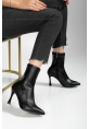 Orjen Siyah Cilt Streç Topuklu Bot