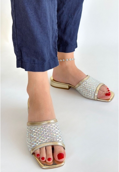 Ortu Gold Cilt İşlemeli Terlik